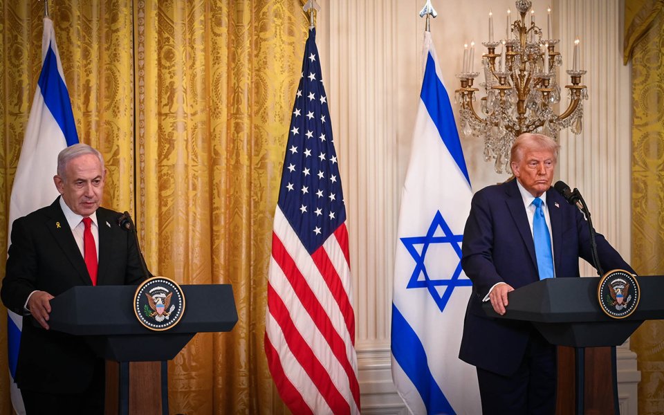 Tổng thống Mỹ Donald Trump v&agrave; Thủ tướng Benjamin Netanyahu tổ chức họp b&aacute;o chung tại Nh&agrave; Trắng ở Washington DC, ng&agrave;y 4/2 /2025. Ảnh: The Times of Israel