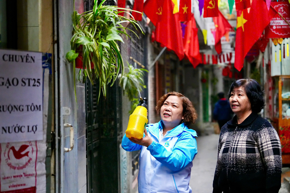 Kh&ocirc;ng chỉ giữ g&igrave;n ng&otilde; phố sạch, đẹp, kh&ocirc;ng r&aacute;c, người d&acirc;n tr&ecirc;n địa b&agrave;n d&acirc;n cư số 1, phường Kim M&atilde;, quận Ba Đ&igrave;nh c&ograve;n rất c&oacute; &yacute; thức tạo khoảng "xanh" d&ugrave; con ng&otilde; nhỏ, hẹp.&nbsp;