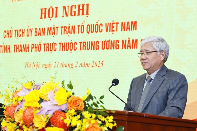 &nbsp;Chủ tịch Ủy ban T.Ư Mặt trận Tổ quốc Việt Nam Đỗ Văn Chiến ph&aacute;t biểu kết luận Hội nghị&nbsp;