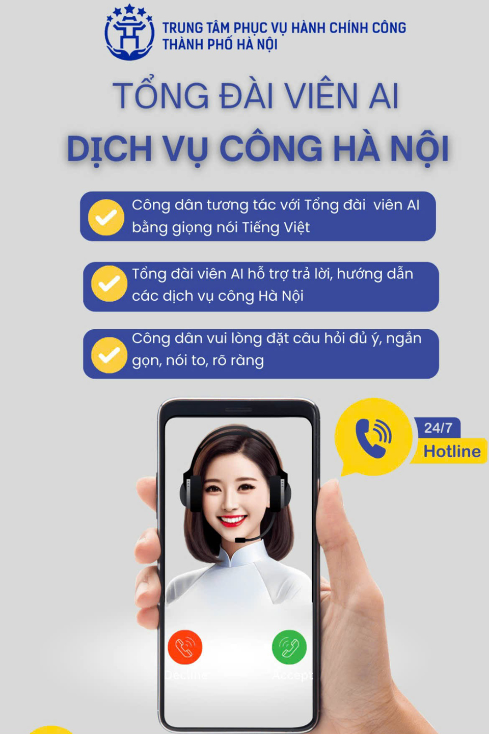 Người d&acirc;n c&oacute; thể tiếp cận Tổng đ&agrave;i th&ocirc;ng minh ứng dụng tr&iacute; tuệ nh&acirc;n tạo qua ứng dụng iHanoi.