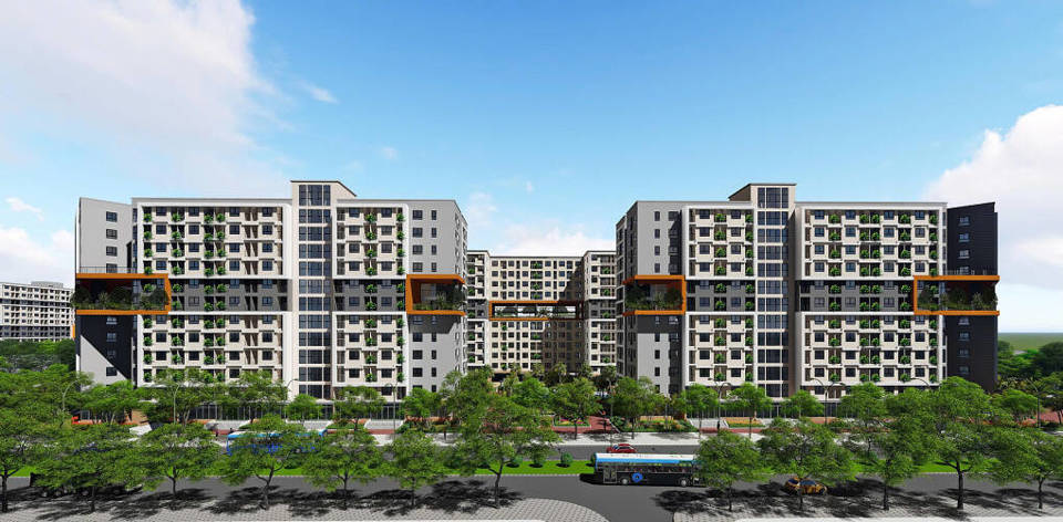 Phối cảnh dự &aacute;n nh&agrave; ở x&atilde; hội Thăng Long Green City (huyện Đ&ocirc;ng Anh, H&agrave; Nội) c&oacute; gi&aacute; b&aacute;n dự kiến 18,4 triệu đồng/m2. Ảnh: Viglacera