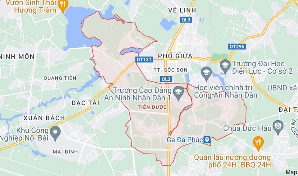 Vị tr&iacute; x&atilde; Ti&ecirc;n Dược, nơi dự kiến tổ chức đấu gi&aacute; 23 thửa đất.