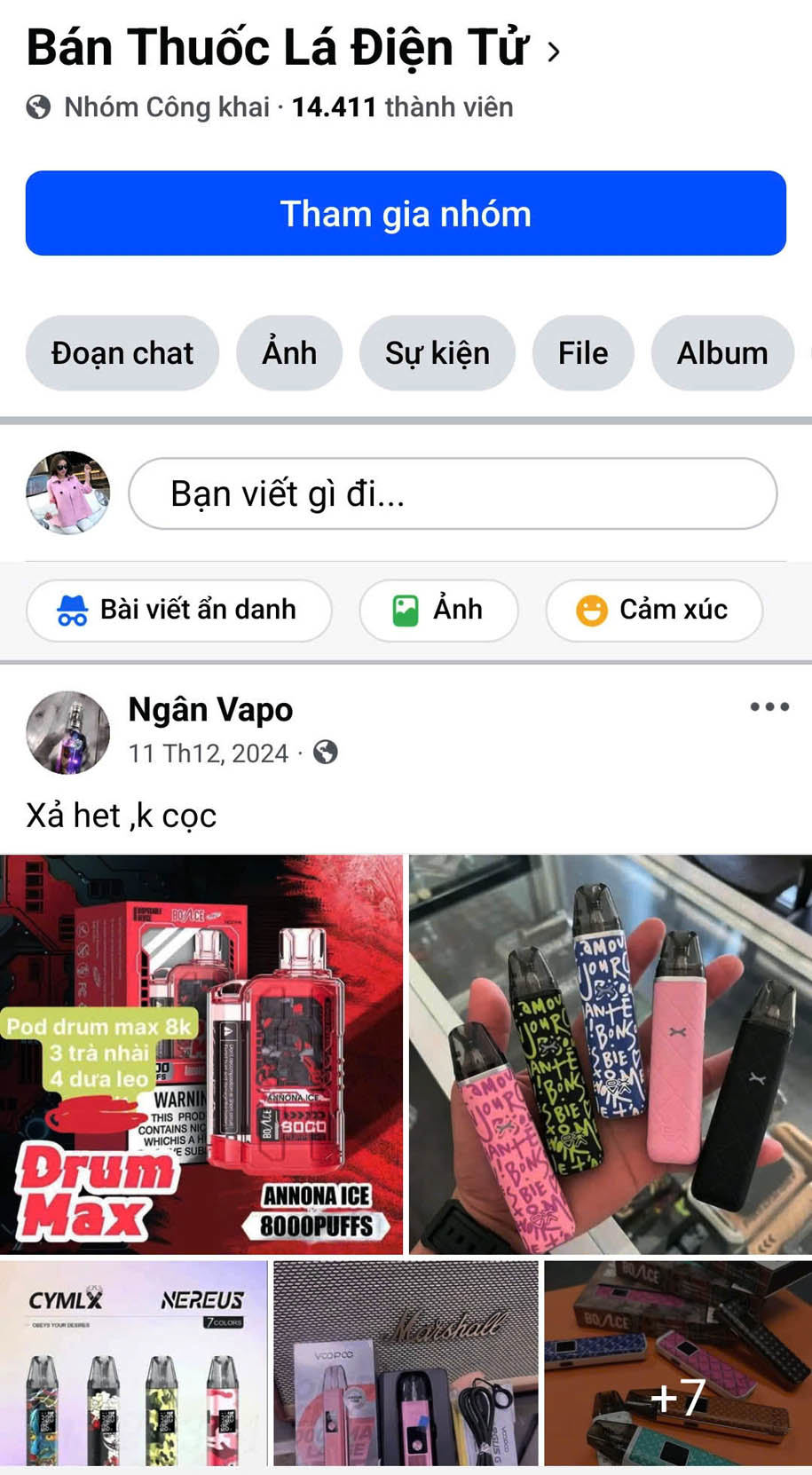 Rao b&aacute;n thuốc l&aacute; điện tử tr&ecirc;n mạng x&atilde; hội Facebook. Ảnh: Ho&agrave;i Nam