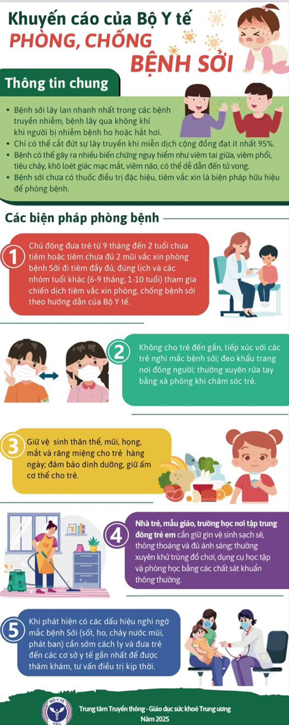 Khuyến c&aacute;o ph&ograve;ng, chống bệnh sởi của Bộ Y tế.