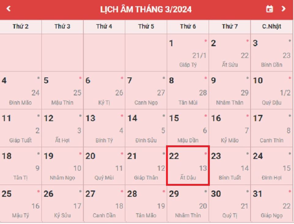 Lịch âm 22/3 chính xác nhất, lịch vạn niên ngày 22/3/2025: Việc nên, không nên làm? - Ảnh 1