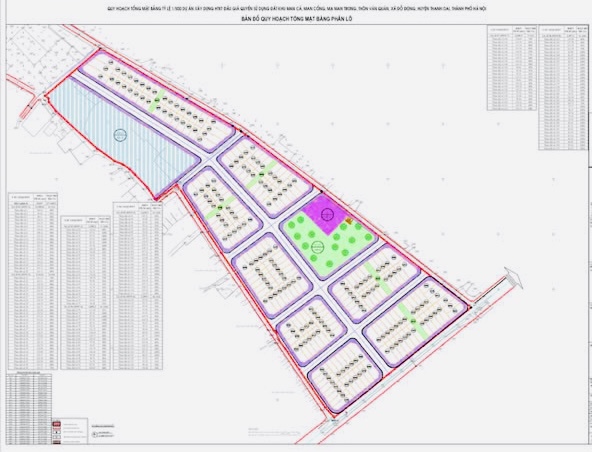Bản đồ mặt bằng đấu gi&aacute; quyền sử dụng đất khu Man C&aacute;, Man Cổng, Mạ Man Trong, th&ocirc;n Văn Qu&aacute;n, x&atilde; Đỗ Động, huyện Thanh Oai. Ảnh: B&igrave;nh Minh